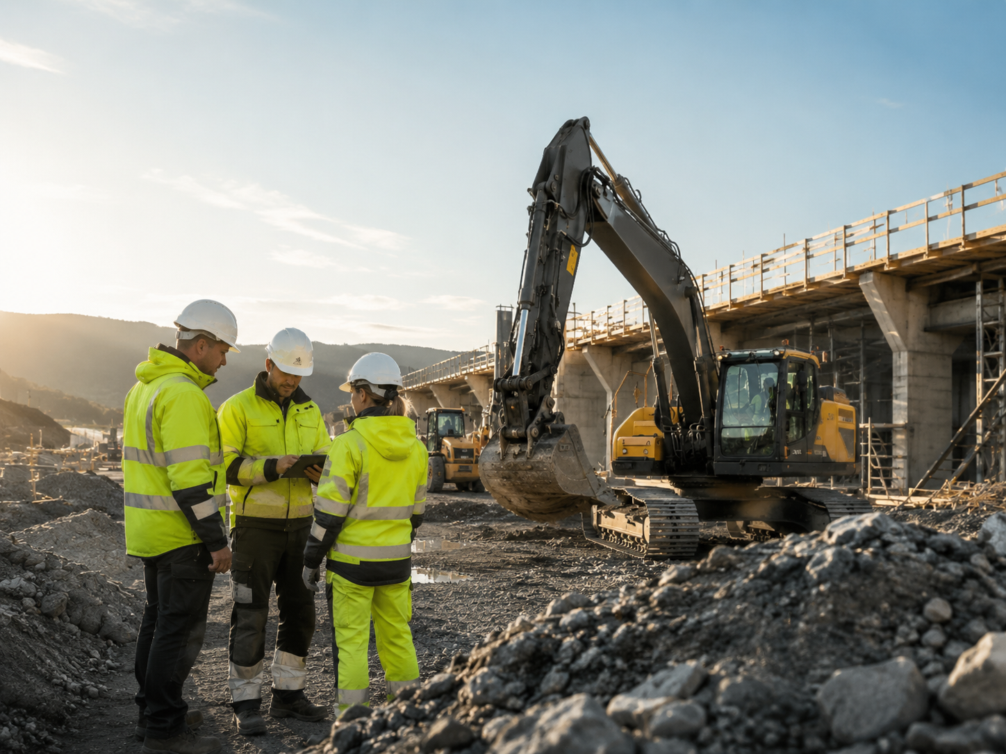 Maskinfører fra Nordvik Anlegg i arbeid på en byggeplass